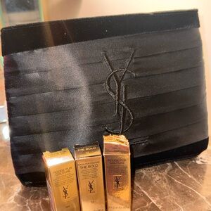 Yves Saint Laurent Rouge Pur Couture Trio and YSL Cosmetic Bag